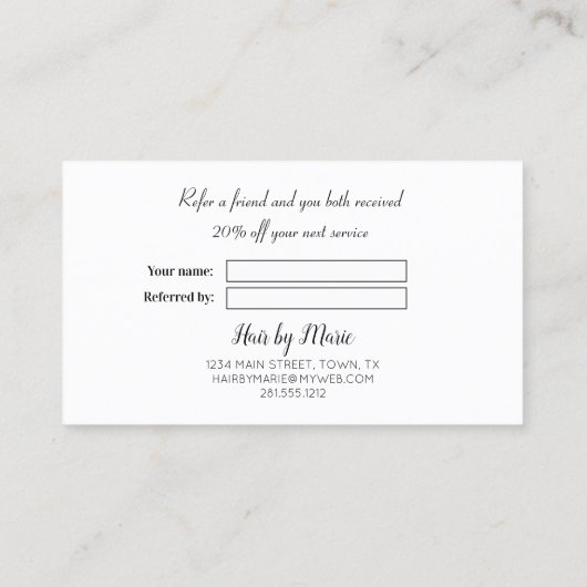 Rosa Aquarellfarben Blumenverleih Empfehlungskarte (Rückseite)