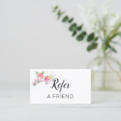 Rosa Aquarellfarben Blumenverleih Empfehlungskarte (Stehend Vorderseite)