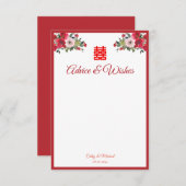 Rosa Aquarellfarben Chinesische Hochzeit Hinweiskarte (Vorne/Hinten)