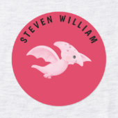 Rosa Aquarellfarben Dinosaurier Personalisierte Ki Etiketten (Design 1)