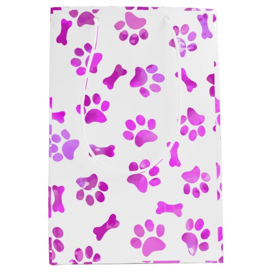 Rosa Aquarellfarben Drucke Mittlere Geschenktüte (Vorderseite)