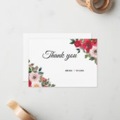 Rosa Aquarellfarben floral Dankeschön Karte (Vorderseite/Rückseite Beispiel)