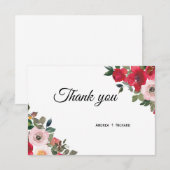 Rosa Aquarellfarben floral Dankeschön Karte (Vorne/Hinten)