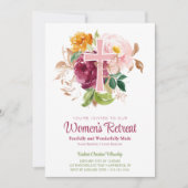 Rosa Aquarellfarben Floral Frauenkirche Einladung (Vorderseite)