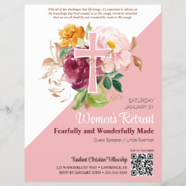 Rosa Aquarellfarben Floral Frauenkirche Flyer