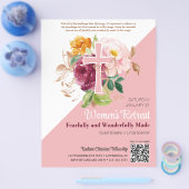 Rosa Aquarellfarben Floral Frauenkirche Flyer (Einzeln)