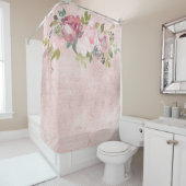 Rosa Aquarellfarben Florale in erdrücktem Rosa Duschvorhang (Beispiel)