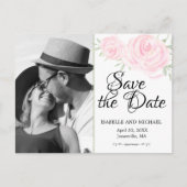 Rosa Aquarellfarben Foto Save the Date Ankündigungspostkarte (Vorderseite)
