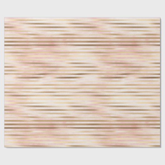Rosa Aquarellfarben Gold Glam Streifen Geschenkpapier (Flach)
