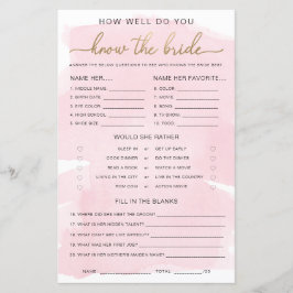 Rosa Aquarellfarben Gold kennen das Brautspiel