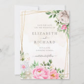 Rosa Aquarellfarben, goldene Hochzeit Save The Date (Vorderseite)
