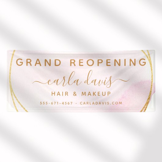 Rosa Aquarellfarben Goldener Circle Salon Wiederer Banner