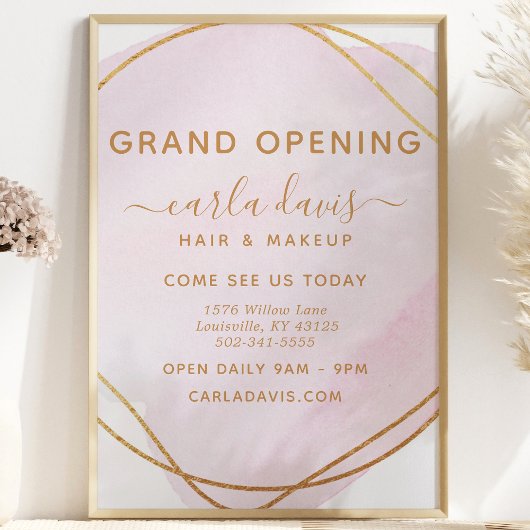 Rosa Aquarellfarben Goldener Circle Salon Wiederer Flyer