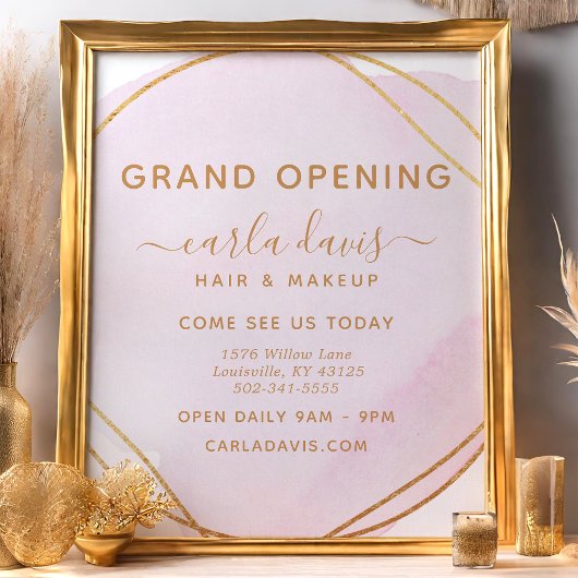 Rosa Aquarellfarben Goldener Circle Salon Wiederer Flyer