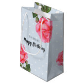 Rosa Aquarellfarben Illustration Floral Polka Dot Kleine Geschenktüte (Rückseite Schrägansicht)