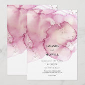 Rosa Aquarellfarben Imitate Glitzer Handfast Einladung (Vorne/Hinten)