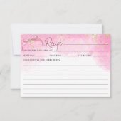 Rosa Aquarellfarben Imitate Gold Glitzer Bow Rezep Einladung (Vorderseite)