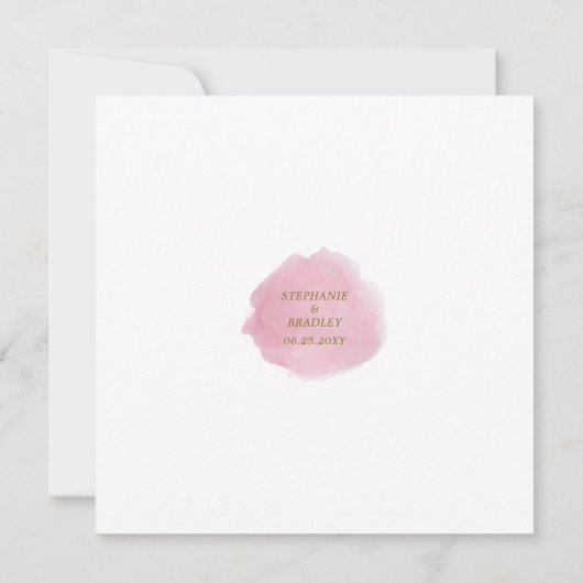 Rosa Aquarellfarben Klassische Hochzeit Einladung (Rückseite)