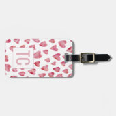 Rosa Aquarellfarben Liebe Herz Mongram Honeymoon Gepäckanhänger (Vorderseite horizontal)