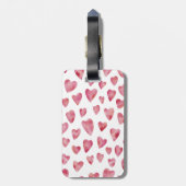 Rosa Aquarellfarben Liebe Herz Mongram Honeymoon Gepäckanhänger (Rückseite vertikal)