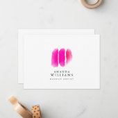 Rosa Aquarellfarben Makeup-Armbanduhren mit flache Mitteilungskarte (Vorderseite/Rückseite Beispiel)