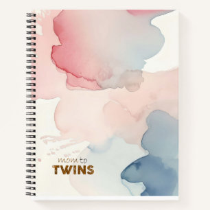Rosa Aquarellfarben Mama zu Twins Notizblock