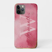 Rosa Aquarellfarben mit Gold Glitzer Case-Mate iPhone Hülle (Rückseite)
