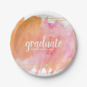 Rosa Aquarellfarben mit Tellern der Goldenen Gradu Pappteller (Vorderseite)