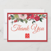 Rosa Aquarellfarben Moderne Chinesische Hochzeit Dankeskarte (Vorderseite)