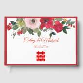 Rosa Aquarellfarben Moderne Chinesische Hochzeit Gästebuch (Vorderseite)