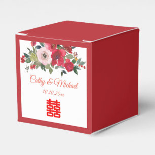 Rosa Aquarellfarben Moderne Chinesische Hochzeit Geschenkschachtel