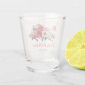 Rosa Aquarellfarben Moderne Chinesische Hochzeit Schnapsglas (Rückseite)