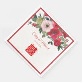 Rosa Aquarellfarben Moderne Chinesische Hochzeit Serviette (Ecke)