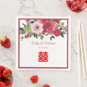 Rosa Aquarellfarben Moderne Chinesische Hochzeit Serviette (Beispiel)