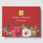 Rosa Aquarellfarben Moderne Doppelglücklichkeit Gästebuch (Vorderseite)