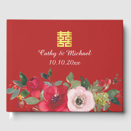 Rosa Aquarellfarben Moderne Doppelglücklichkeit Gästebuch