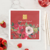 Rosa Aquarellfarben Moderne Doppelglücklichkeit Serviette (Beispiel)