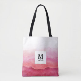 Rosa Aquarellfarben Monogramm Totbeutel Tasche