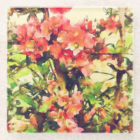 Rosa Aquarellfarben Muster 1 Glasuntersetzer (Vorderseite)