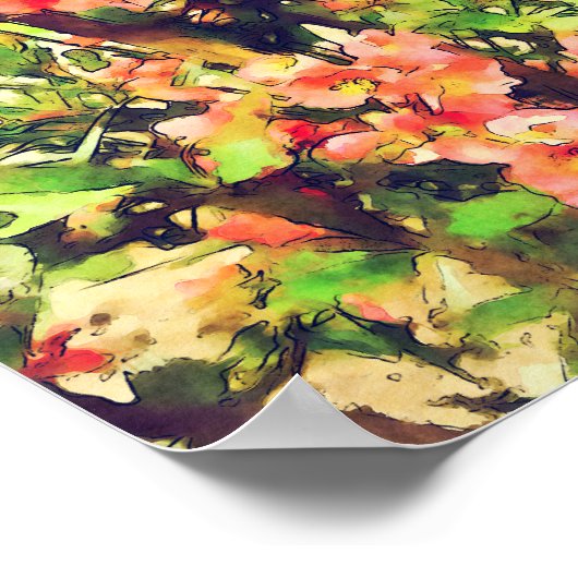 Rosa Aquarellfarben Muster 1 Poster (Ecke)