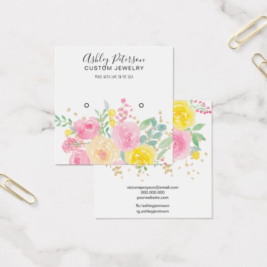 Rosa Aquarellfarben Ohrring-Anzeige (Büro)