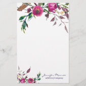 Rosa Aquarellfarben personalisiert Briefpapier (Vorderseite)