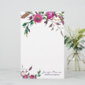Rosa Aquarellfarben personalisiert Briefpapier (Stehend Vorderseite)