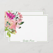 Rosa Aquarellfarben personalisiert Mitteilungskarte (Vorne/Hinten)