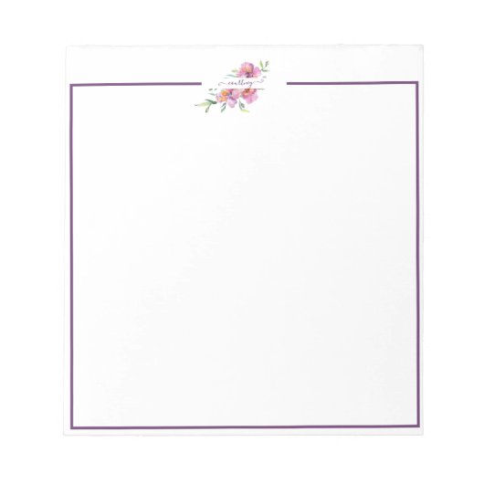 Rosa Aquarellfarben personalisiert Notepad Notizblock (Vorderseite)