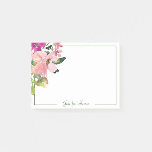 Rosa Aquarellfarben personalisiert Post-it Klebezettel (Vorderseite)