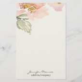Rosa Aquarellfarben personalisierte Blume Briefpapier (Vorderseite)