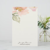 Rosa Aquarellfarben personalisierte Blume Briefpapier (Stehend Vorderseite)