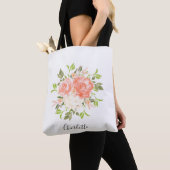 Rosa Aquarellfarben Rose Bezeichnung Totbeutel Tasche (Von Nahem)