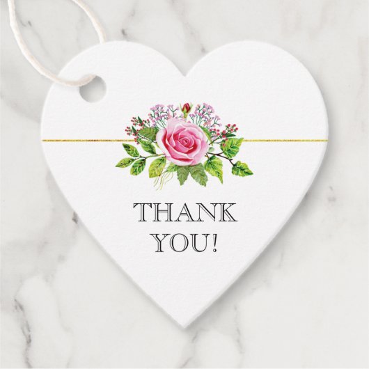 Rosa Aquarellfarben Rose Blumenhochzeit Vielen Dan Geschenkanhänger (Vorderseite)